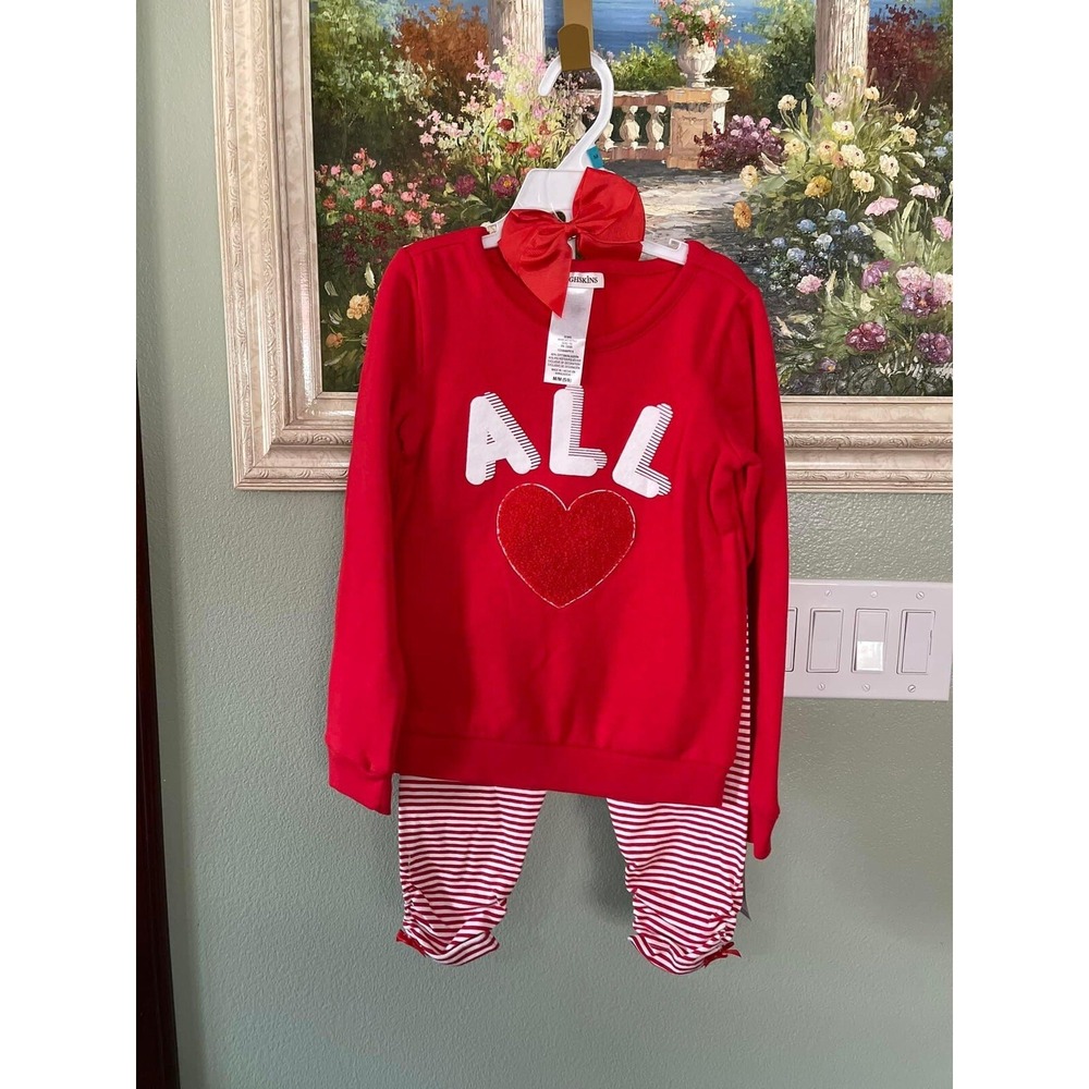 Tough skins Red Heart Kids Girls Outfit Set Size M ~ Medium 5/6 ~ New